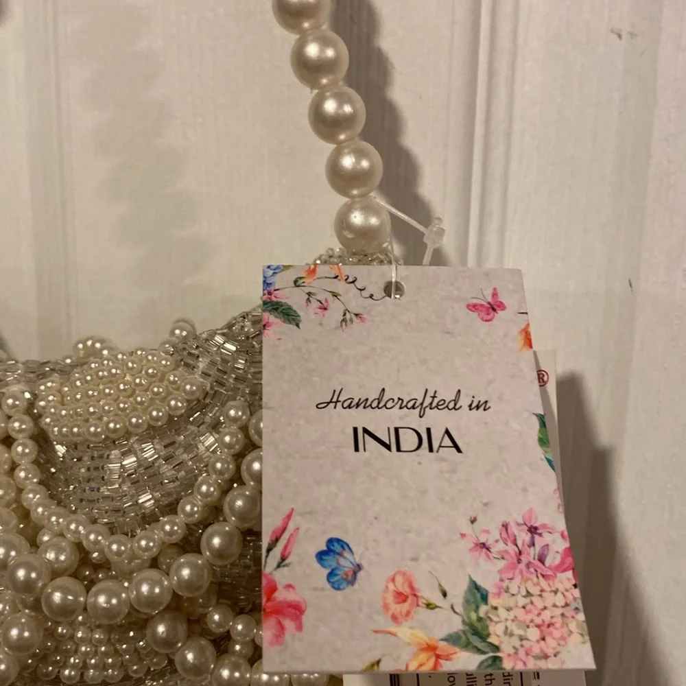 BNWT MADE IN INDIA Viral Pearl Beaded Shoulder Bag - Picture 3 of 8